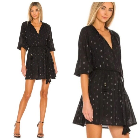 Karina Grimaldi x Revolve Irna Dress Women’s Size Large Black Polka Dot Mini - Picture 1 of 12